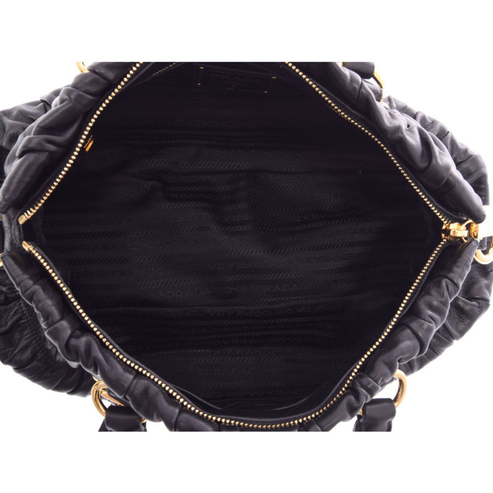 Prada card Gathered black nappa strap Gaufre leather handbag - Picture 8 of 11